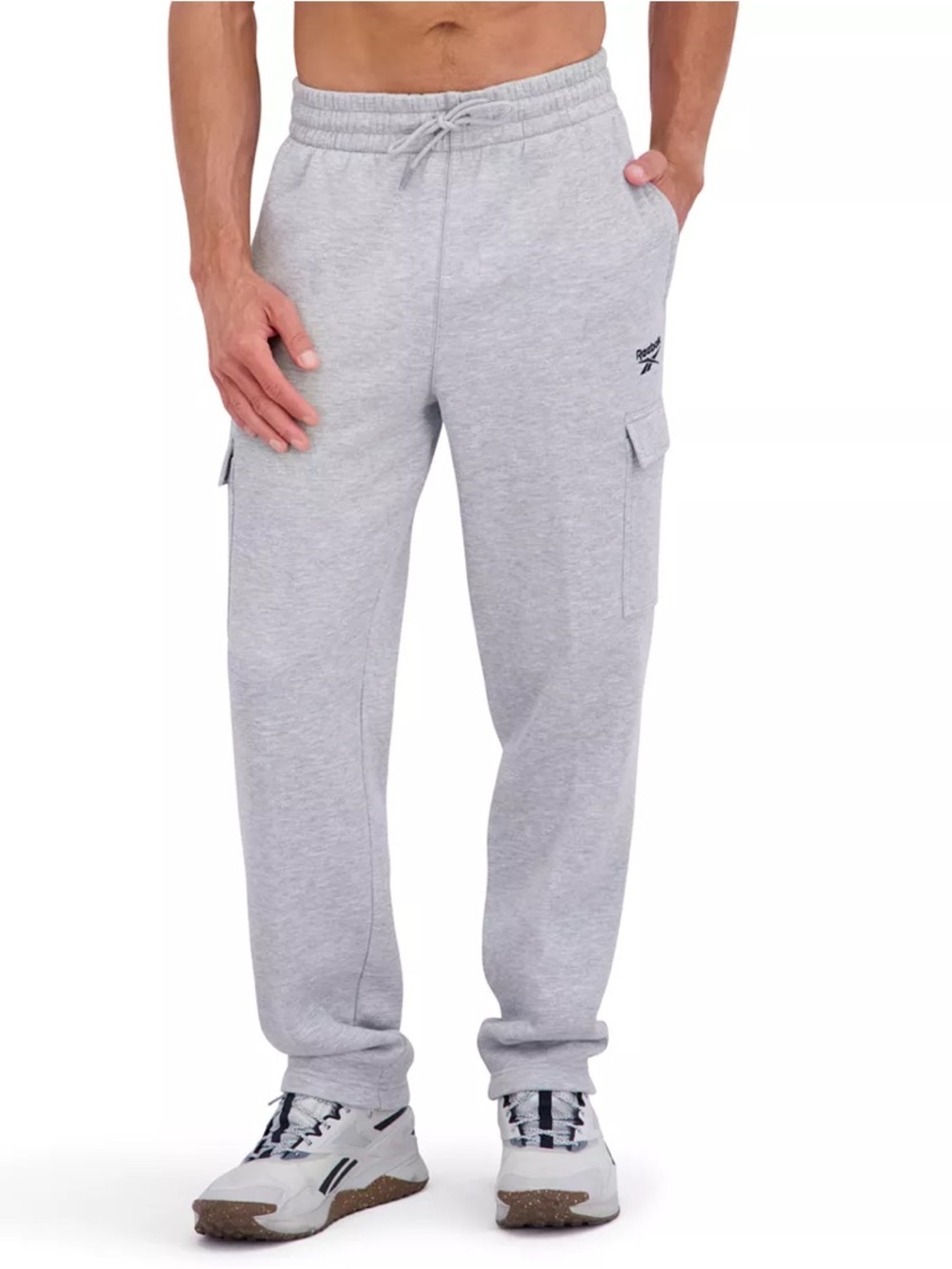 Reebok Men’s Light Gray Cargo Joggers Sz L